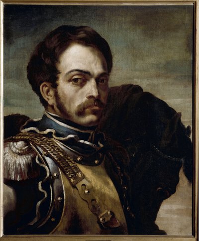 Portræt af en carabinieri officer. Olie på lærred af Theodore Gericault