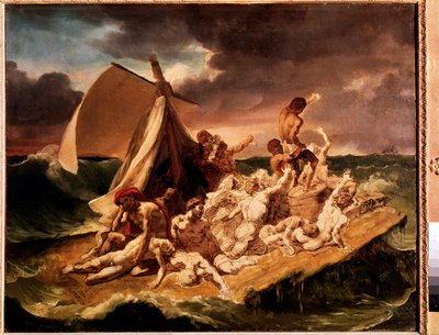 Forberedelsesstudie til Meduse-flåden (olie på lærred af Theodore Gericault