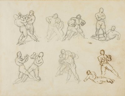 Syv skitser af par af boksere af Theodore Gericault