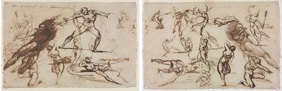 Ark med skitser (recto) Ark med skitser (verso) af Theodore Gericault
