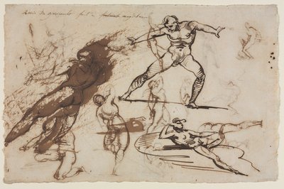 Ark med skitser (recto) Ark med skitser (verso) af Theodore Gericault