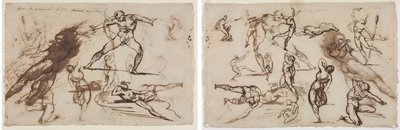 Ark med skitser (recto) Ark med skitser (verso) af Theodore Gericault