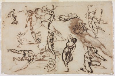 Ark med skitser (verso) af Theodore Gericault