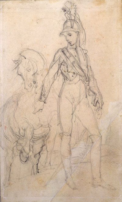 Studie af en dragon og hans hest af Theodore Gericault