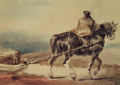 The Barge Horse (blyant og akvarel på papir) af Theodore Gericault