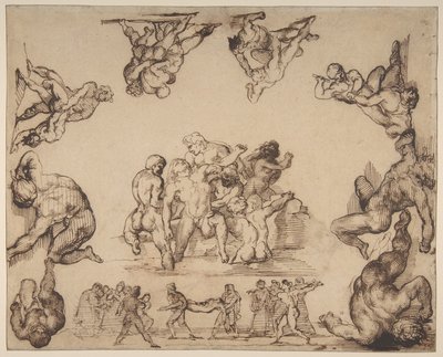 Redningen af en druknet mand (forsiden); Studie af en hest (bagsiden) af Theodore Gericault