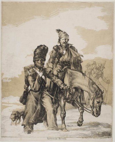 Tilbagetoget fra Rusland, ca 1818 af Theodore Gericault