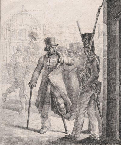 Den schweiziske vagtpost ved Louvre, 1819. af Theodore Gericault