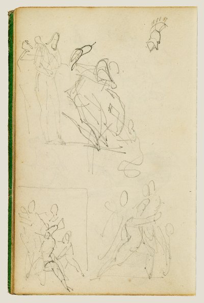 Tre kompositoriske studier af figurgrupper af Theodore Gericault