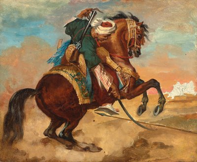 Turk monteret på kastanjefarvet hest, ca. 1810 (olie på lærred) af Theodore Gericault
