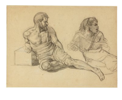 To undersøgelser til figuren, der sidder ved mastens fod af Theodore Gericault