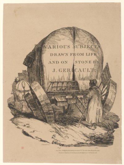 En hestevogn (Titel på den engelske serie) [A Hitched Wagon or A Horse-Drawn Cart (Titelblad i den engelske serie)] af Theodore Gericault