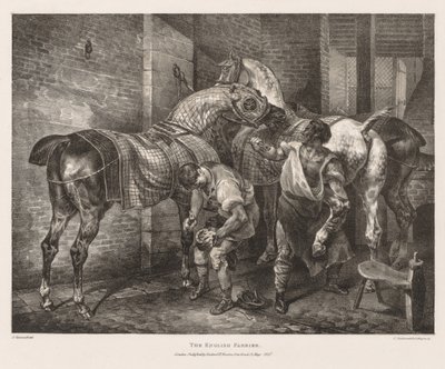 Forskellige emner tegnet af livet og på sten: Den engelske beslagsmed af Theodore Gericault