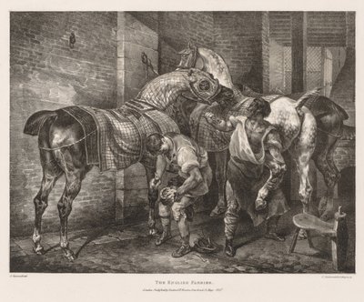 Forskellige emner tegnet fra livet og på sten: The English Farrier, 1821. af Theodore Gericault