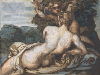 Venus og Amor i et Landskab, efter Annibale Carracci recto, 1816-17. af Theodore Gericault