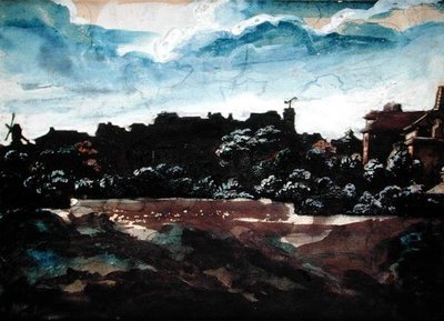 Udsigt over bakkerne i Montmartre (akvarel) af Theodore Gericault