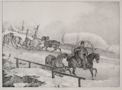 Vognmand, der klatrer på en bakke af Theodore Gericault