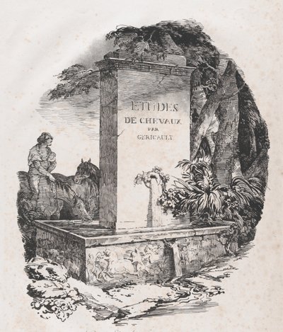 Vandtrug, titelside for studier af heste Etudes de Chevaux, 1822. af Theodore Gericault