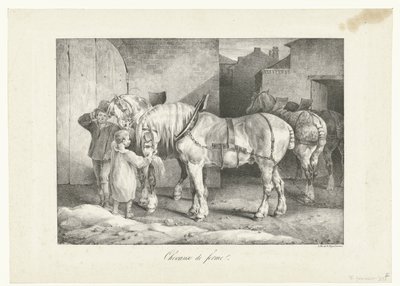 Werkpaarden Gårdsheste (titel på objekt) Fire forskellige emner (serietitel) af Theodore Gericault