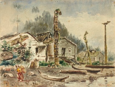 Udsigt over Wrangell, Alaska, i 1884. af Theodore J. Richardson