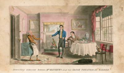 Et interessant interview mellem Charles Matthews og hans irske teaterbarber af Theodore Lane