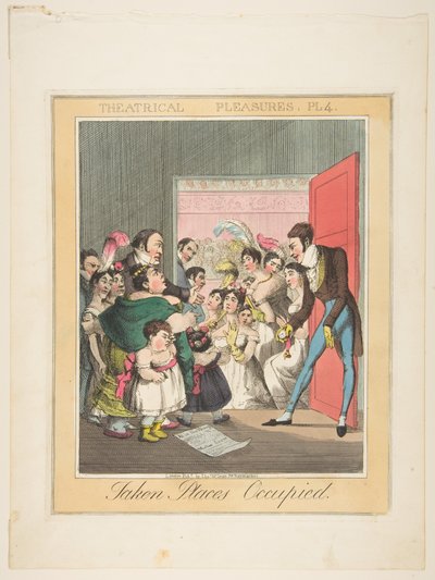 Teaterfornøjelser, Plade 4: Optaget pladser, ca. 1835. af Theodore Lane