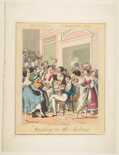 Teaterfornøjelser, tavle 5: Fest i salonen, ca. 1835. af Theodore Lane