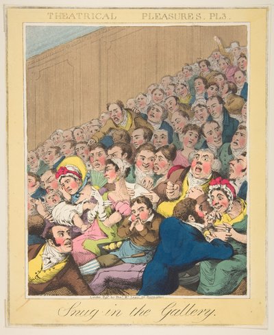 Teaterfornøjelser, Snug in the Gallery, Tavle 3, ca. 1835. af Theodore Lane