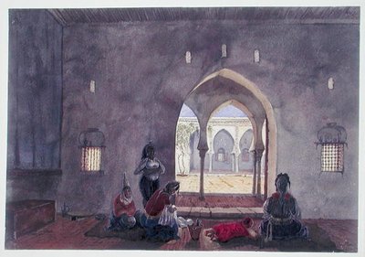 A Moorish Interior, Algier, ca. 1835 (akvarel på papir) af Theodore Leblanc