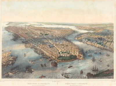 New York og Brooklyn - Set over batteriet af Theodore Muller after William Simpson