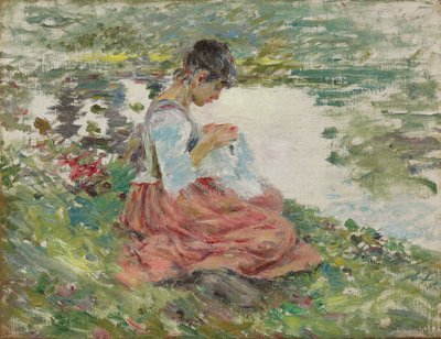Pigesyning ved floden, ca. 1891 af Theodore Robinson