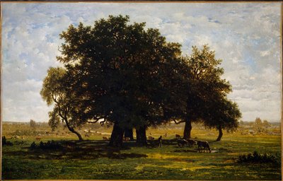 Group of Chenes, Apremont. Maleri af Theodore Rousseau (1812-1867) af Pierre Etienne Theodore Rousseau