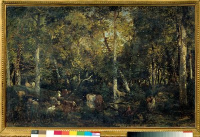 Træinteriør kaldet den gamle sovesal i Bas-Breau (Fontainebleau-skov) Maleri af Theodore Rousseau (1812-1887) 1836 Søn. 0,65x1,03 m Paris, Orsay Museum af Pierre Etienne Theodore Rousseau