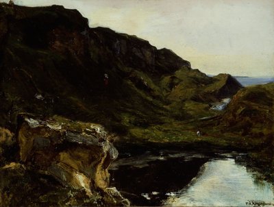 Landskab, ca. 1835 (olie på lærred) af Theodore Rousseau