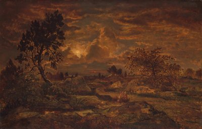 Solnedgang nær Arbonne, ca. 1860-65. af Theodore Rousseau