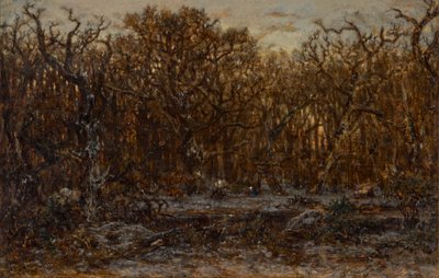 Skov ved solnedgang om vinteren af Theodore Rousseau