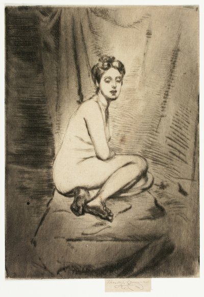 Figur af en kvinde, der sidder på huk af Theodore Roussel