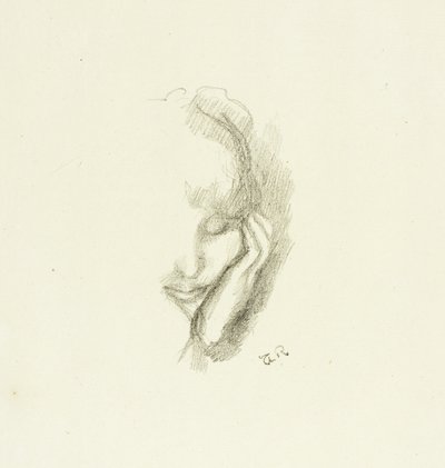Hovedet af en kvinde, der læner sig op ad hendes hånd af Theodore Roussel