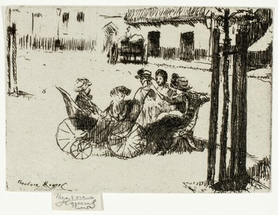 Små piger og barnevogne, Chelsea Embankment af Theodore Roussel