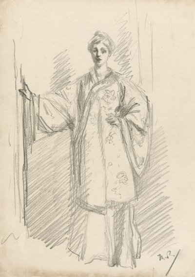 Stående figur i en kinesisk kjole af Theodore Roussel