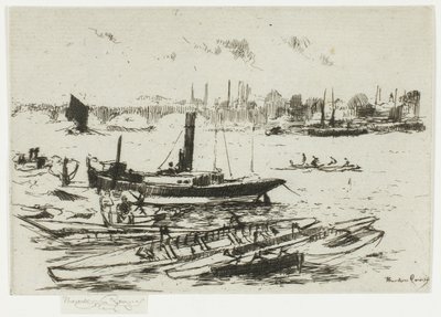 Steam Launch, Chelsea Embankment af Theodore Roussel