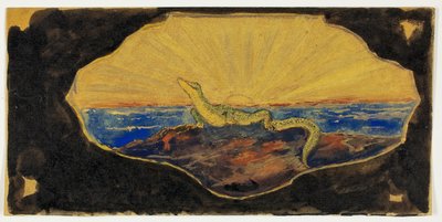 Unavngivet tegning til rammekartouche (Salamander) af Theodore Roussel