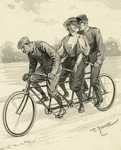 Cykel til tre personer, kaldet tandemcykel af Theodore Zasche