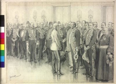 Kejseren taler med den tyske ambassadør Philpp zu Eulenburg-Hertefeld af Theodore Zasche