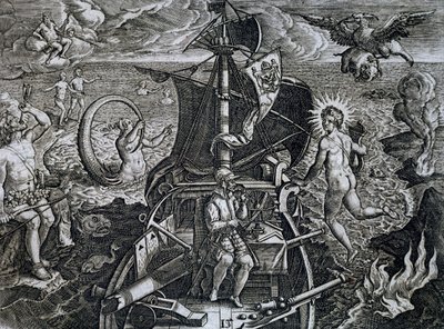 Allegori over Ferdinand Magellans (1480-1521) rejser, gravering af Theodor de Bry (1528-1598) af Theodore de Bry
