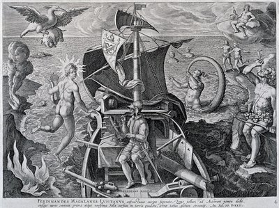 Allegori om Ferdinand Magellans (1480-1521) rejser af Theodor de Bry (1528-1598) af Theodore de Bry