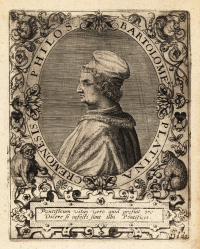 Bartolomeo Sacchi, italiensk renæssanceforfatter. af Theodore de Bry