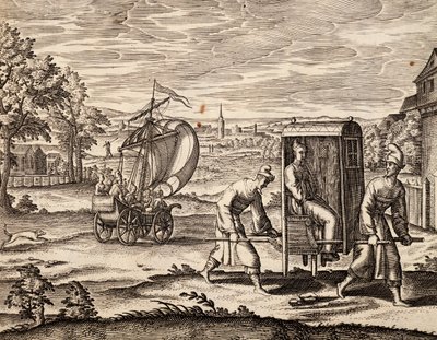 Kinesisk Sedan, Østindien, gravering fra arbejde af Theodor de Bry (1528-1598), Kina af Theodore de Bry