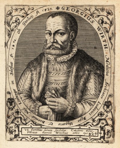 George Wirth, tysk læge, født i Gorlice 1424. af Theodore de Bry