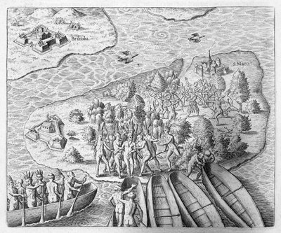 Hans Staden fanget af Tupinamba-indianere under sin rejse til Brasilien, 1552, fra 